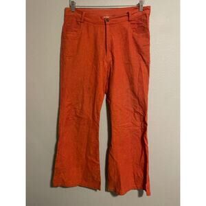 Vintage Tibet Souvenirs Women Pants Large Orange Wide Leg Relaxed Boho 90s READ